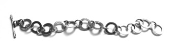 FLAT $310-sterling silver bracelet with hammered links and a lightly brushed surface (7 1/4" long)